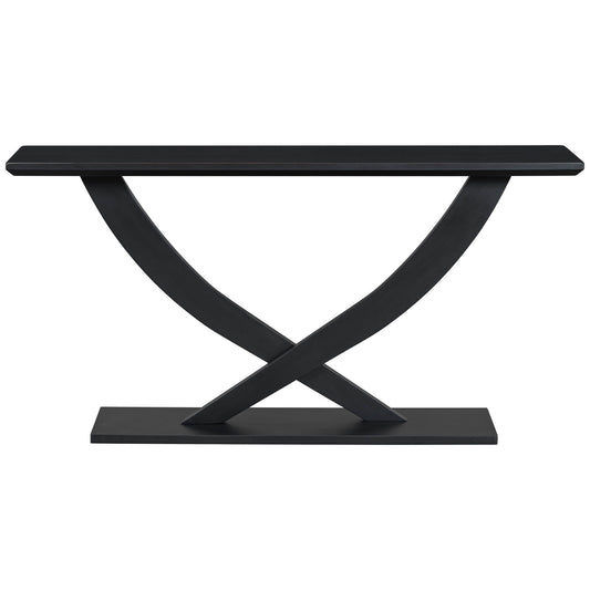 Console table black finish with cross-leg X-frame and reinforced support plate HouseOfZazla on Tampa Home & Garden Store
