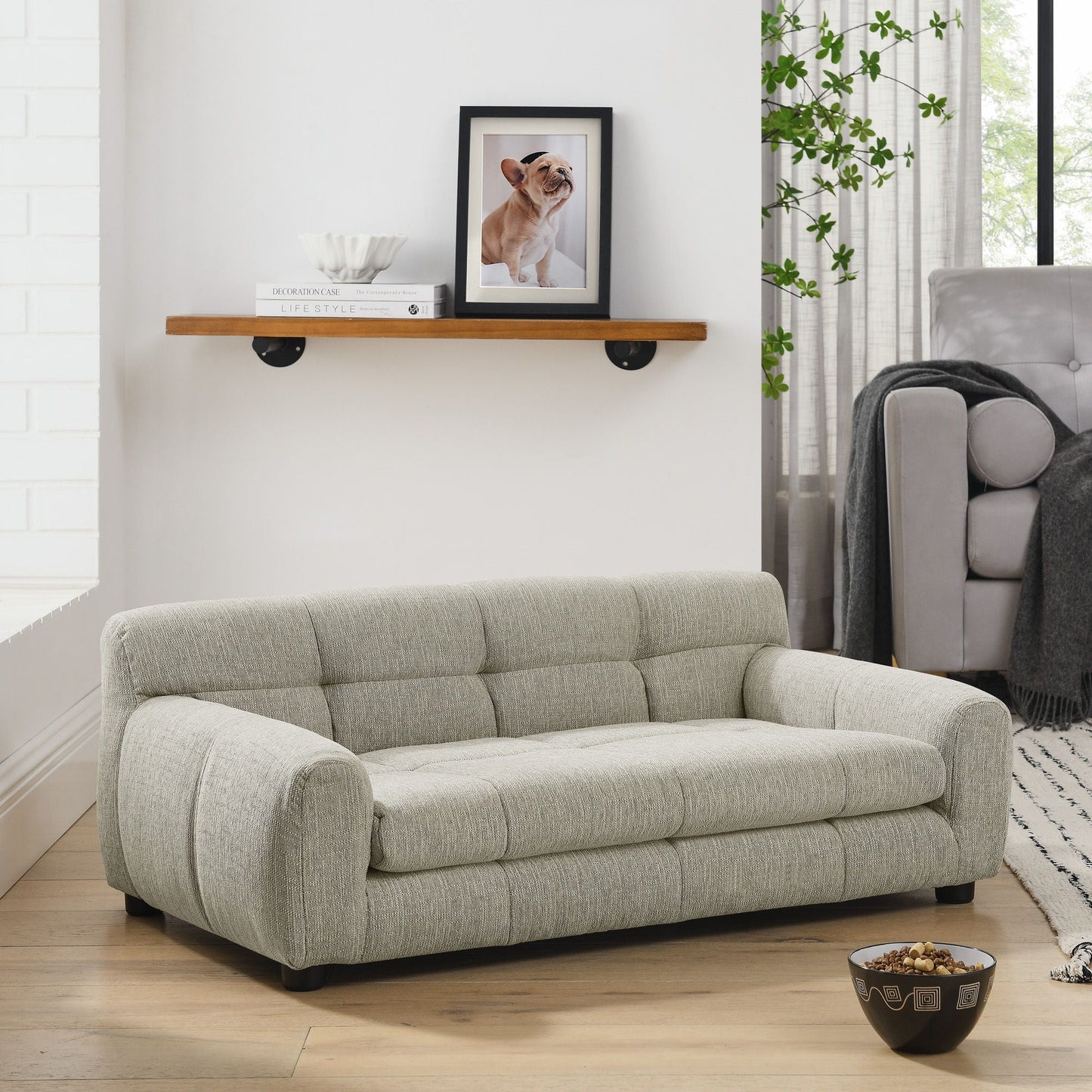 Modern Pet Sofa With Backrest And Armrests dog bed in light gray fabric HouseOfZazla on Tampa Home & Garden Store
