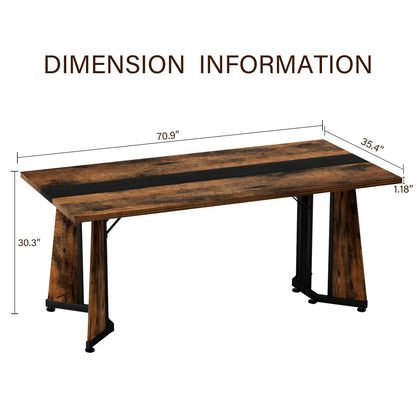 Rustic rectangular dining table with black steel legs and brown wood top for 8 on Tampa Home & Garden Store