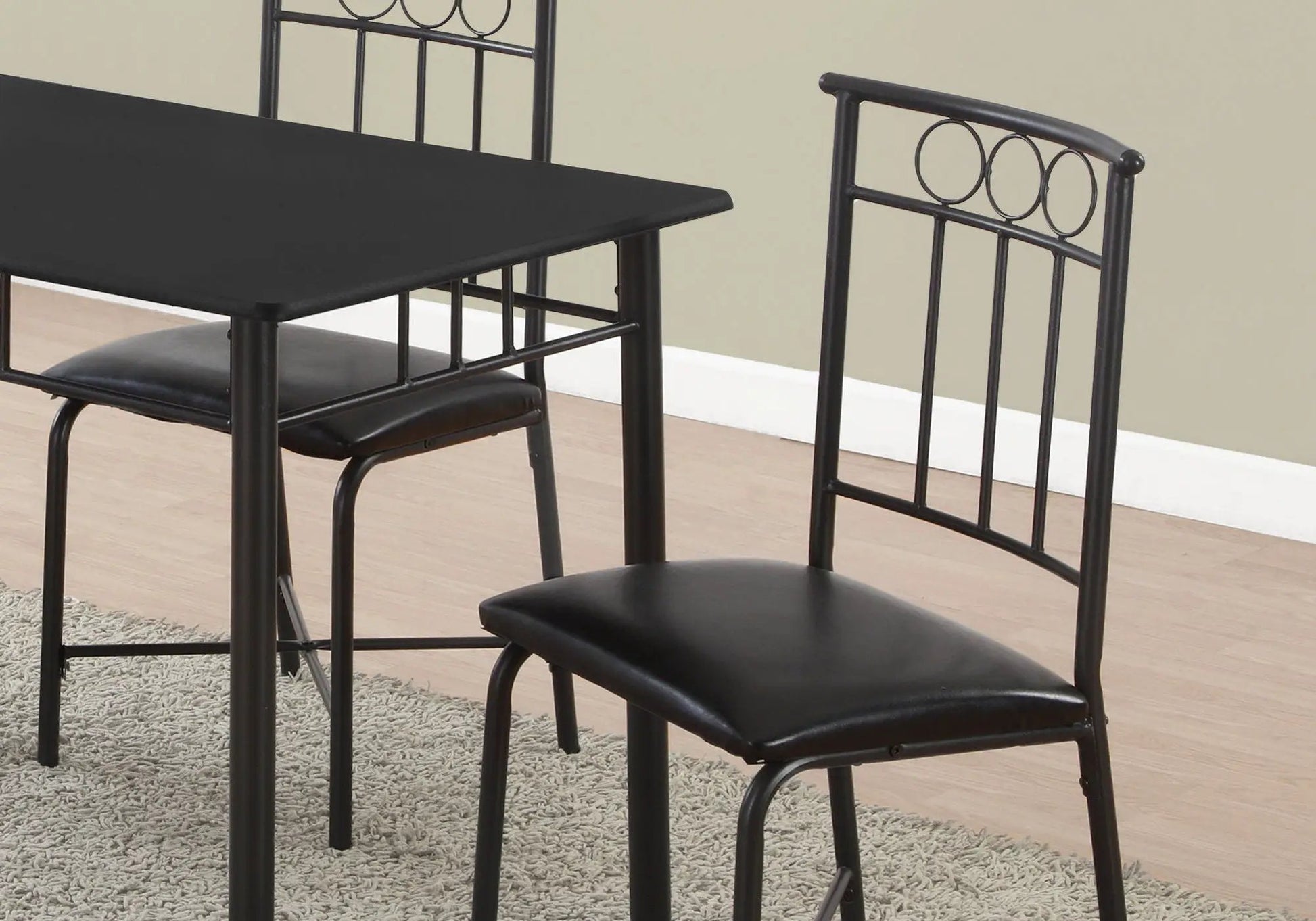 5-Piece Dining Table Set Small Black metal frame with padded seats and four chairs on Tampa Home & Garden Store
