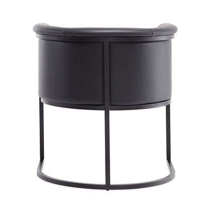 Cosmopolitan Dining Chair with geometric metal frame, dark gray upholstery and curved arms on Tampa Home & Garden Store