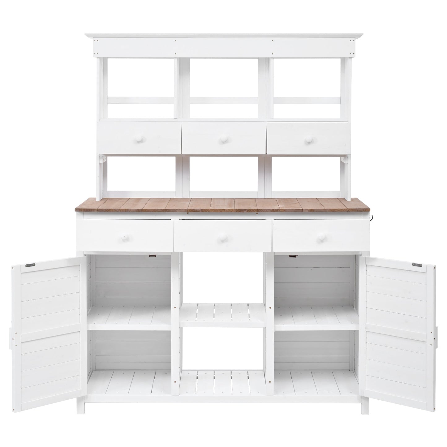 TOPMAX 65.7in Tall Garden Potting Bench with Hutch, white finish, wood top with three drawers on Tampa Home & Garden Store