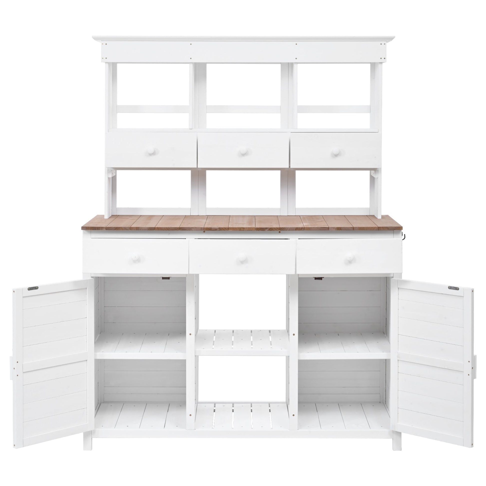 TOPMAX 65.7in Tall Garden Potting Bench with Hutch, white finish, wood top with three drawers on Tampa Home & Garden Store