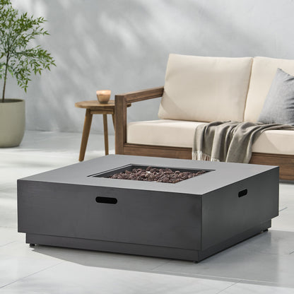 39in square iron fire pit with lava rock bed for outdoor patio on Tampa Home & Garden Store