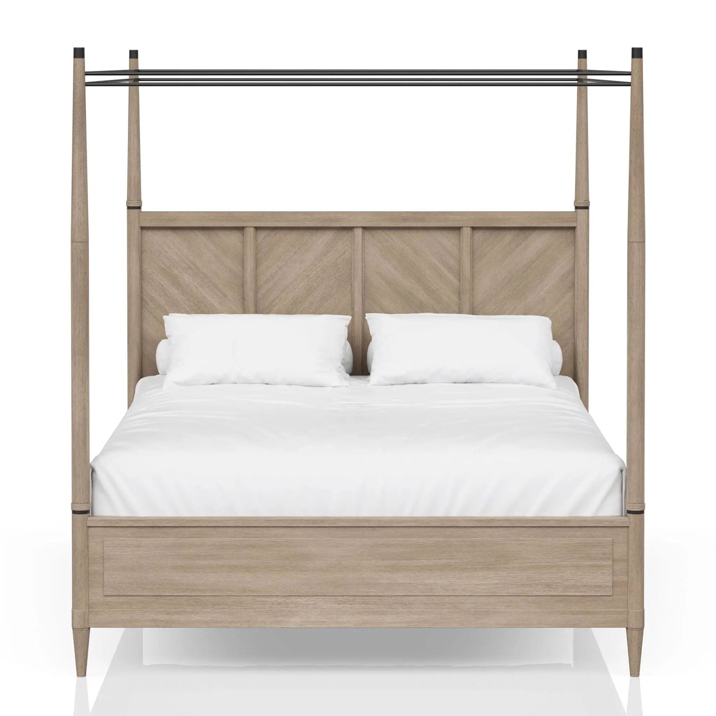 Transitional Styling Canopy Bed by Unique Piece Furniture in oak with four posts on Tampa Home & Garden Store