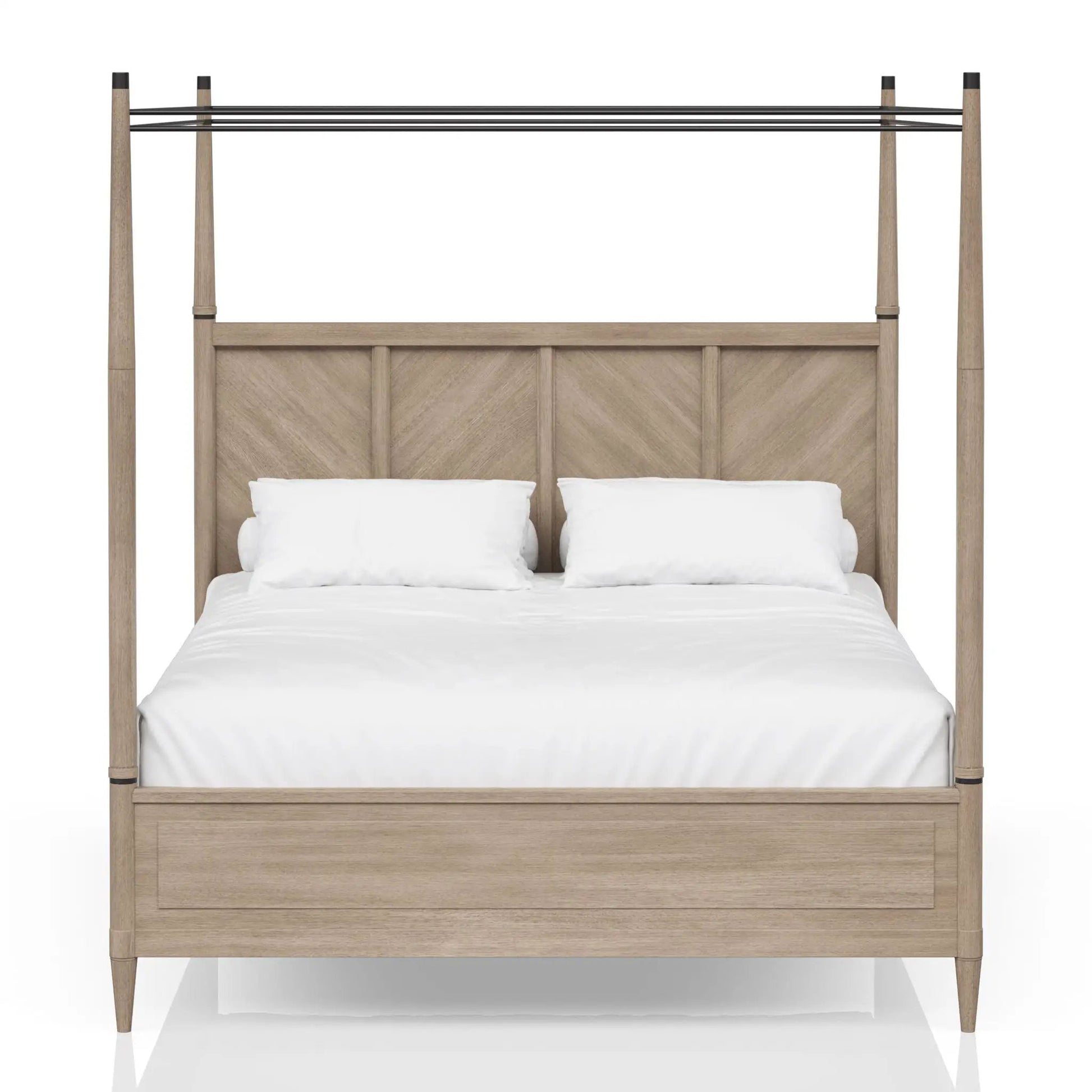 Transitional Styling Canopy Bed by Unique Piece Furniture in oak with four posts on Tampa Home & Garden Store