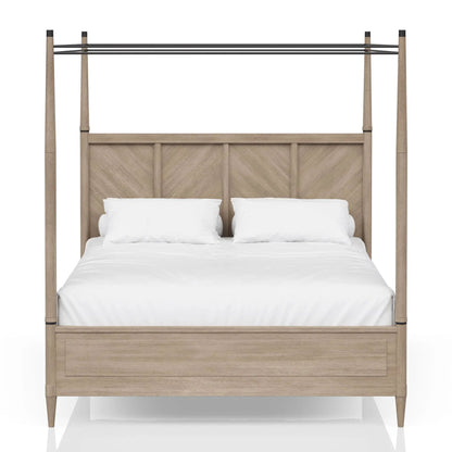 Transitional Styling Canopy Bed by Unique Piece Furniture in oak with four posts on Tampa Home & Garden Store