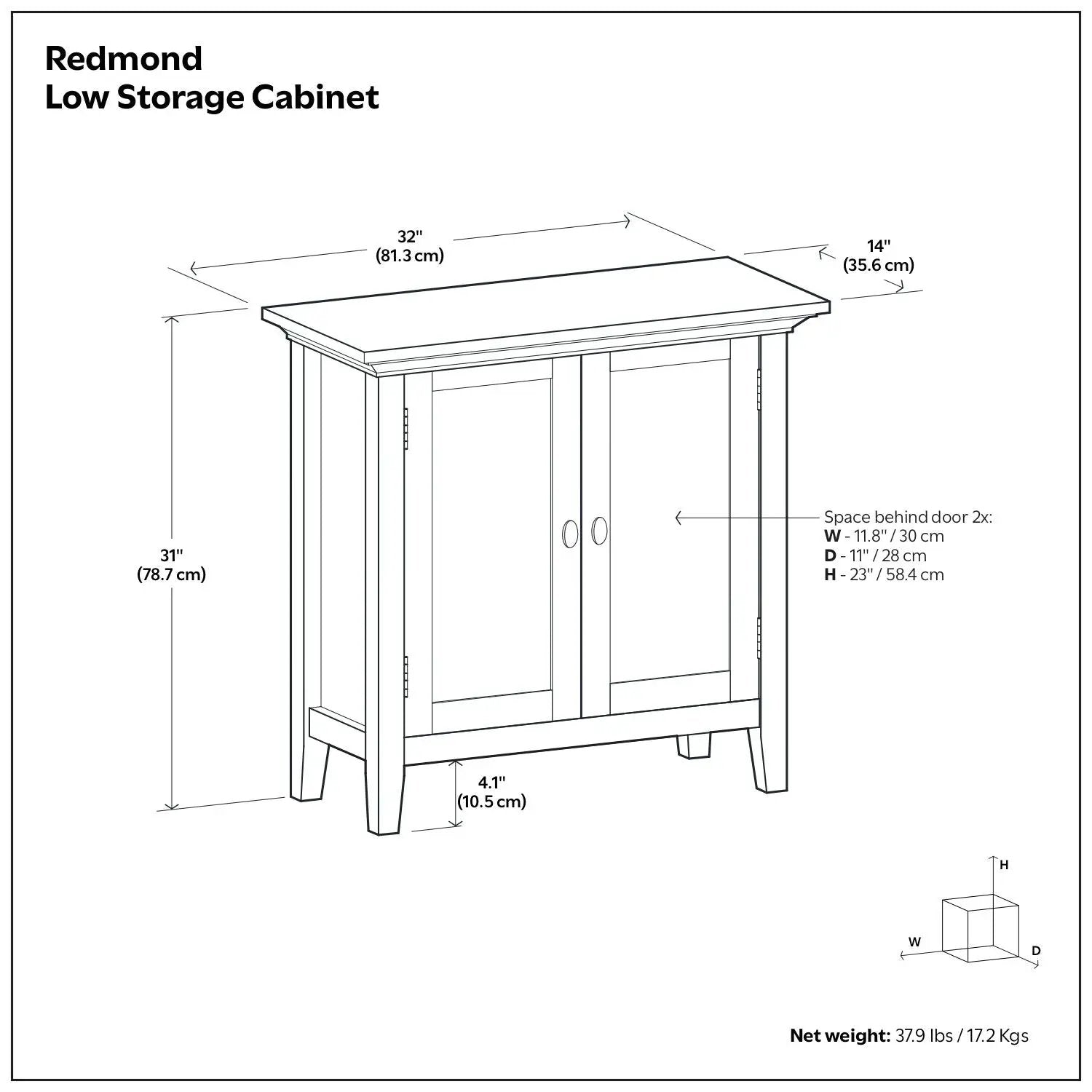 Redmond handcrafted low storage cabinet; two-door accent by Unique Piece Furniture, 32W x 31H on Tampa Home & Garden Store