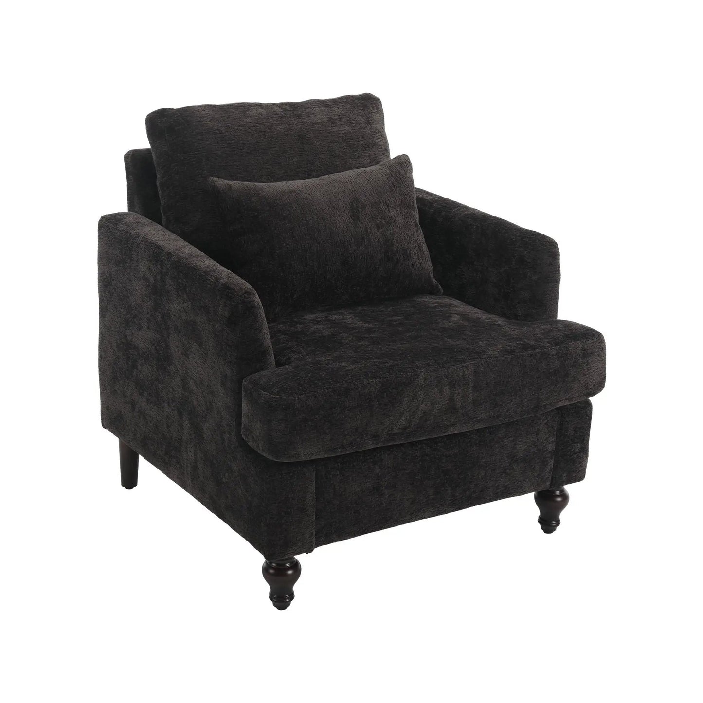 Unique Piece Furniture modern mid-century wood-frame armchair with tufted charcoal upholstery on Tampa Home & Garden Store
