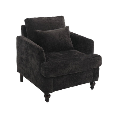 Unique Piece Furniture modern mid-century wood-frame armchair with tufted charcoal upholstery on Tampa Home & Garden Store