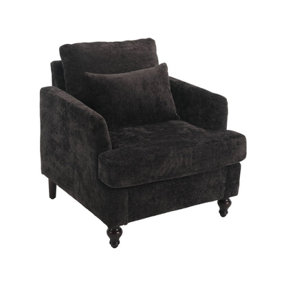 Modern mid-century wood-frame armchair with tufted charcoal fabric by HouseOfZazla on Tampa Home & Garden Store
