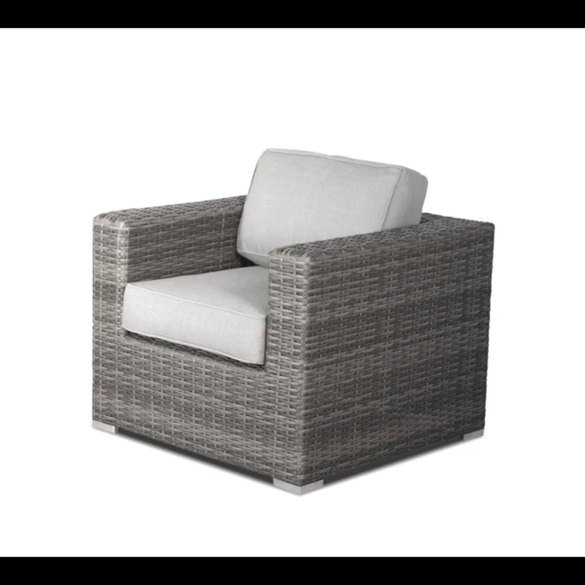 3 Piece Outdoor Seating Set armchair by HouseOfZazla with light gray cushions in wicker on Tampa Home & Garden Store