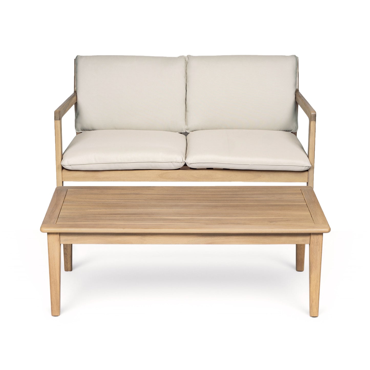 Outdoor Acacia Loveseat and Coffee Table Set