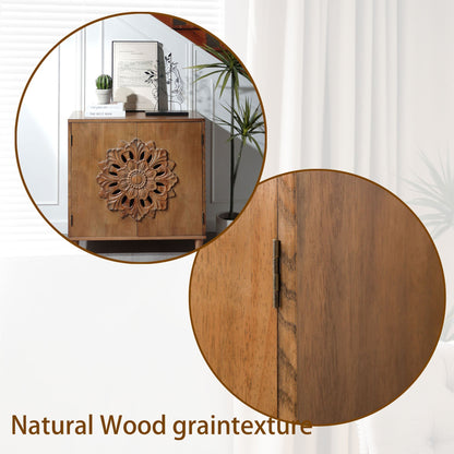 Rustic hand-carved wooden 2-door cabinet with floral front by HouseOfZazla on Tampa Home & Garden Store
