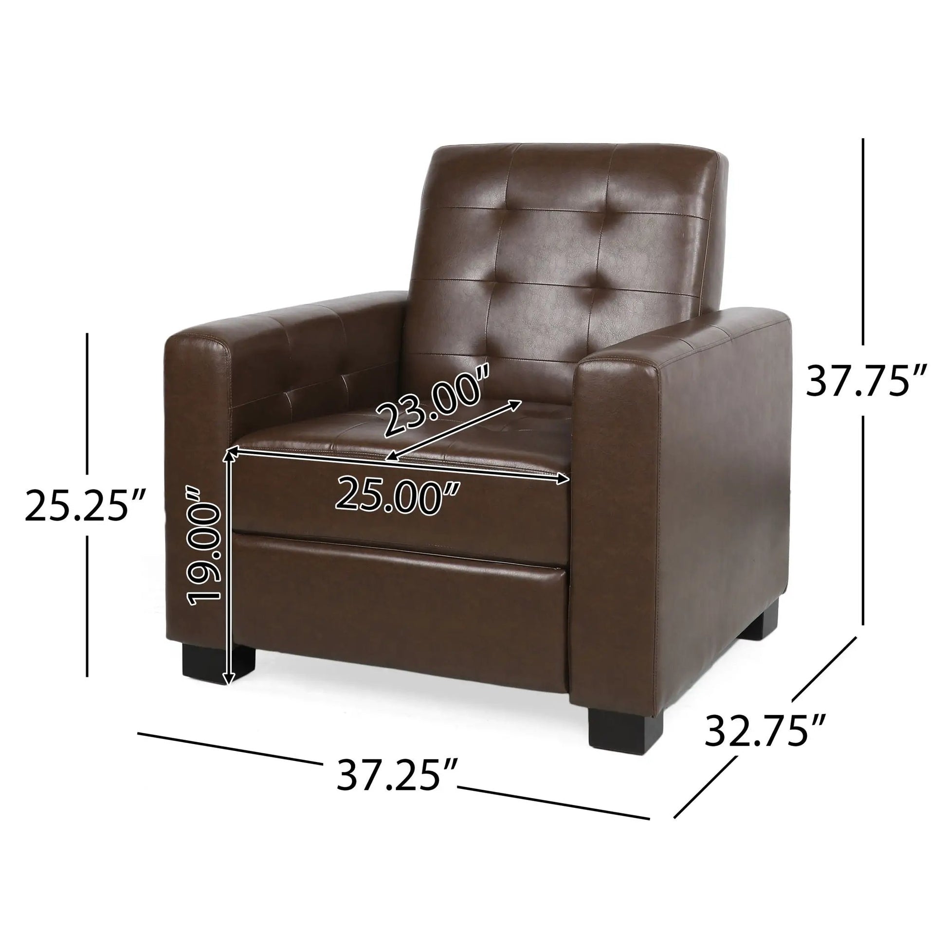 Langseth Contemporary Tufted Pushback Recliner brown leather by Unique Piece Furniture on Tampa Home & Garden Store