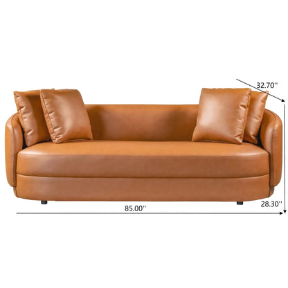 Dylan Modern French Boucle Sofa tan leather by Unique Piece Furniture 85in wide on Tampa Home & Garden Store