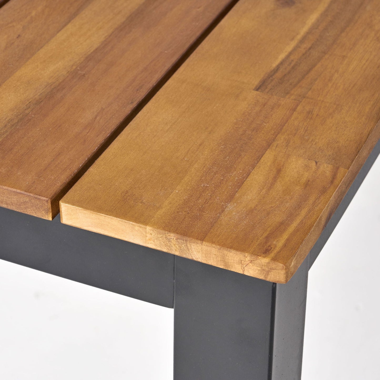 Acacia Wood Outdoor Dining Table and Iron Legs