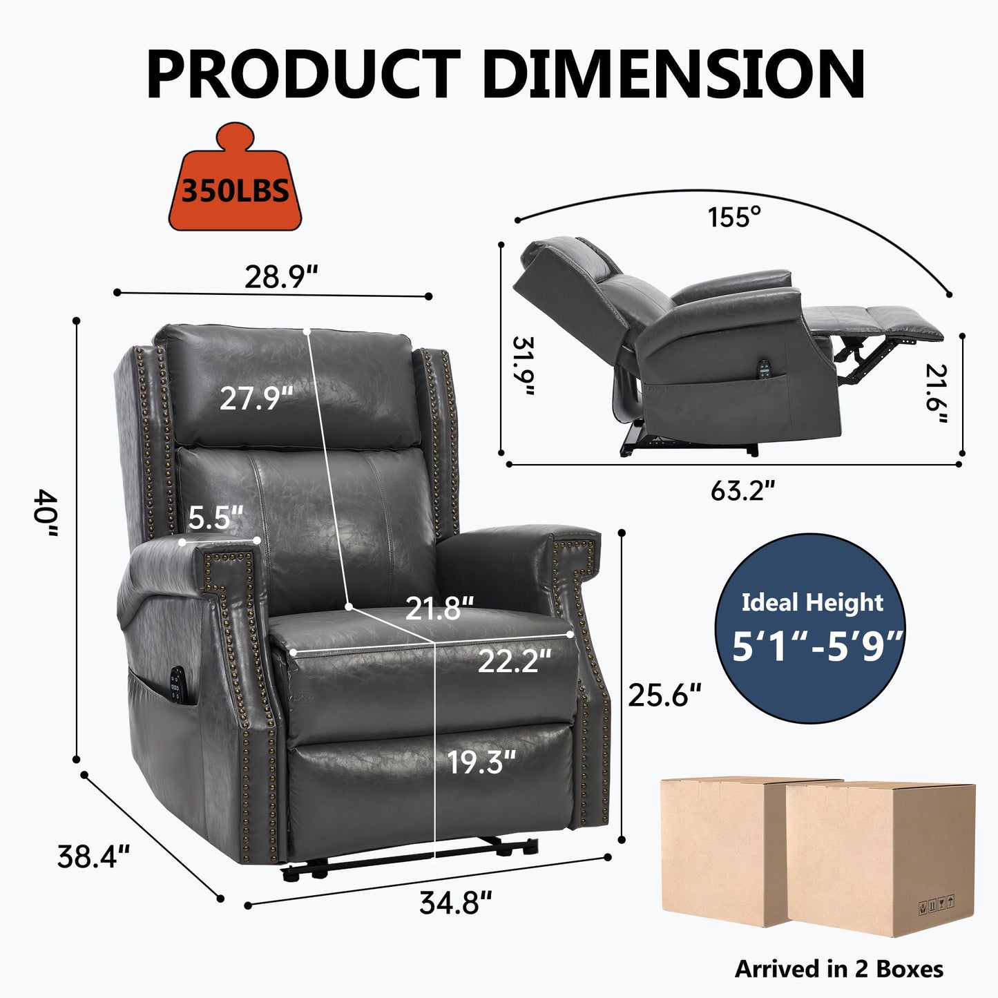 Manual Recliner With Vibrations and Heat