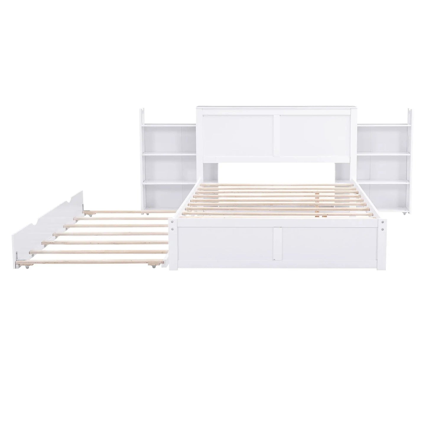 Storage platform bed with pull-out shelves and trundle in white by Unique Piece Furniture on Tampa Home & Garden Store