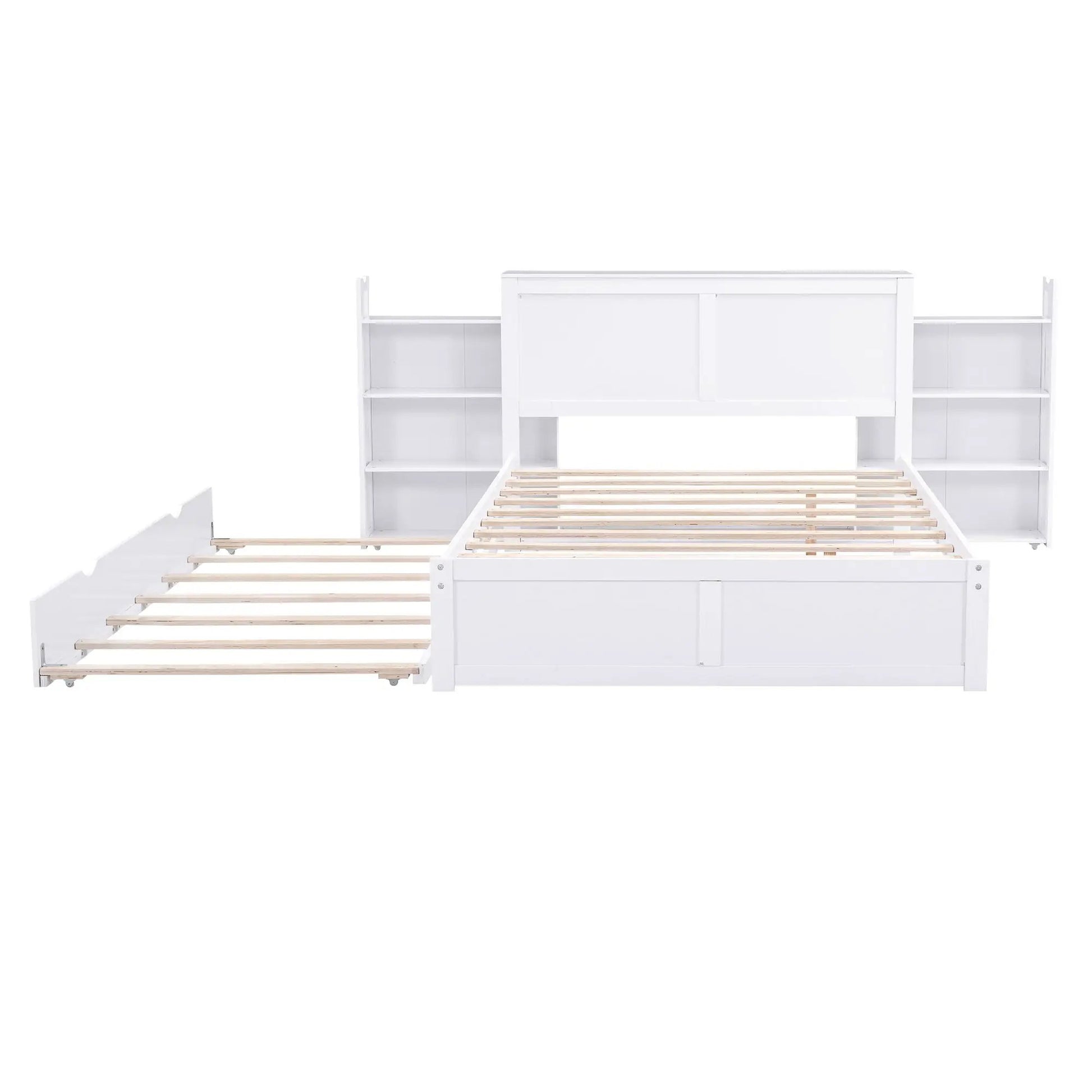 Storage platform bed with pull-out shelves and trundle in white by Unique Piece Furniture on Tampa Home & Garden Store