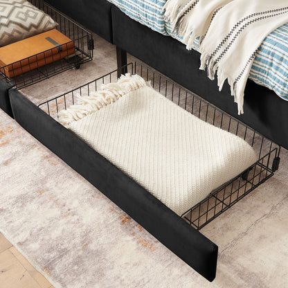Upholstered Platform Sofa Bed with Drawers