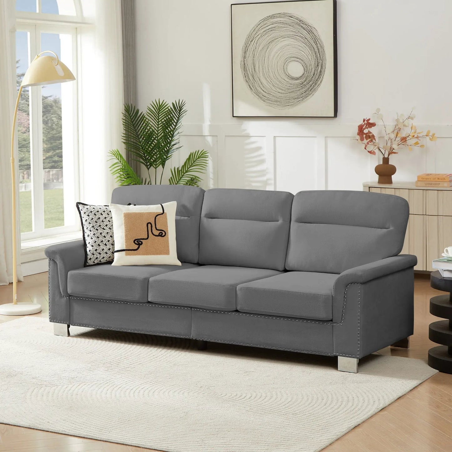 Three Seater Elegant Stationary Sofa for Living