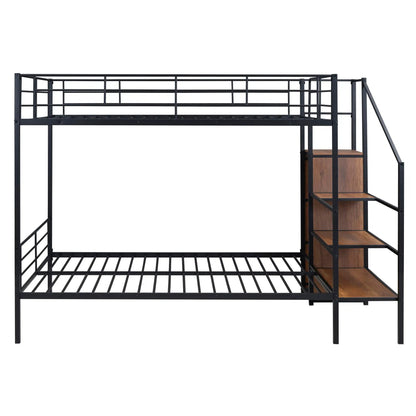 Bunk Bed With Lateral Storage Ladder and Wardrobe