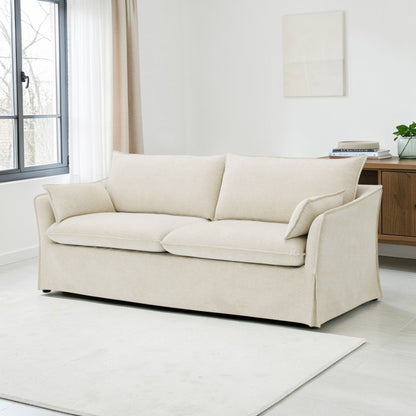 Shane Upholstered Sofa with Beige Accent Pillows