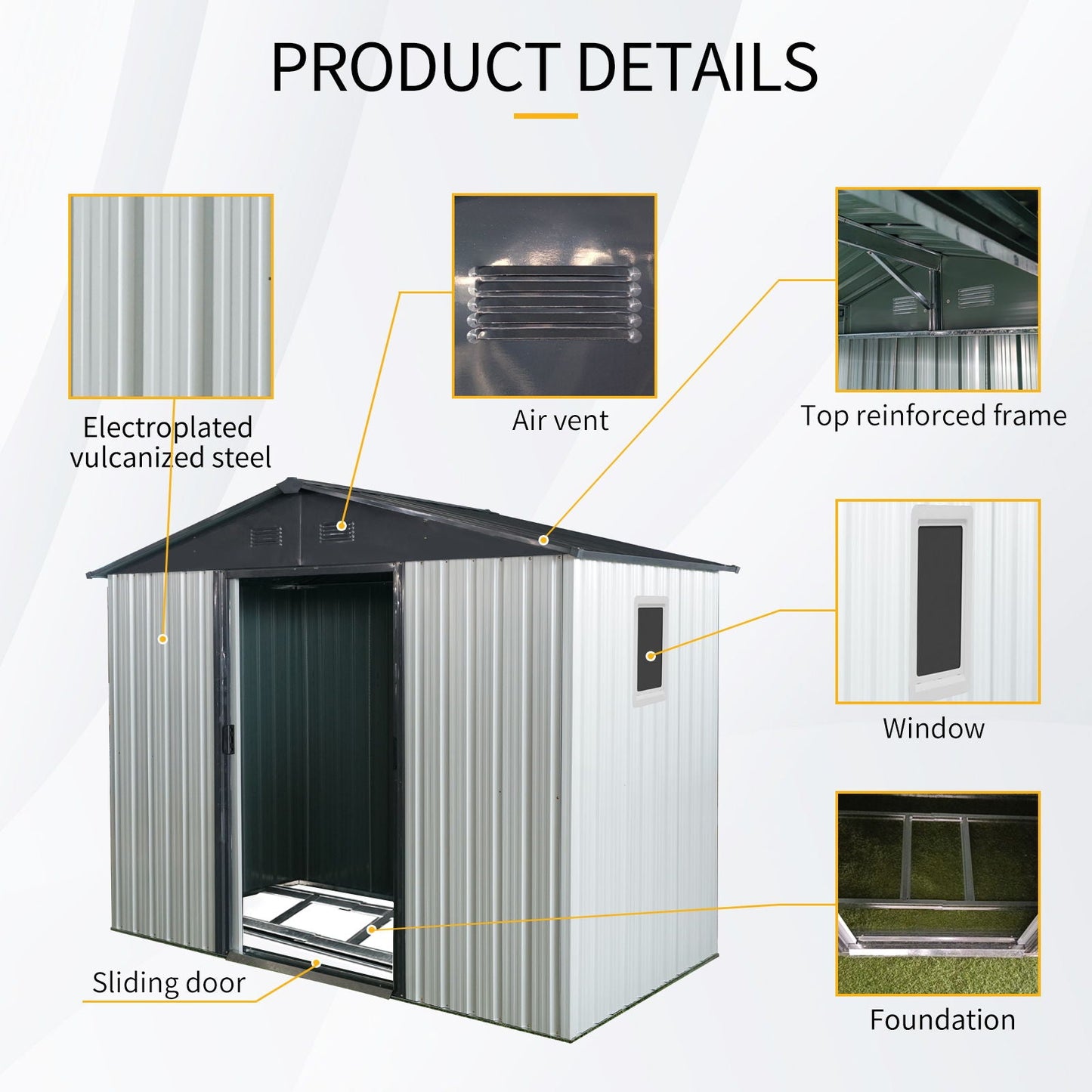8 Ft Metal Shed With a Window and Sliding Doors