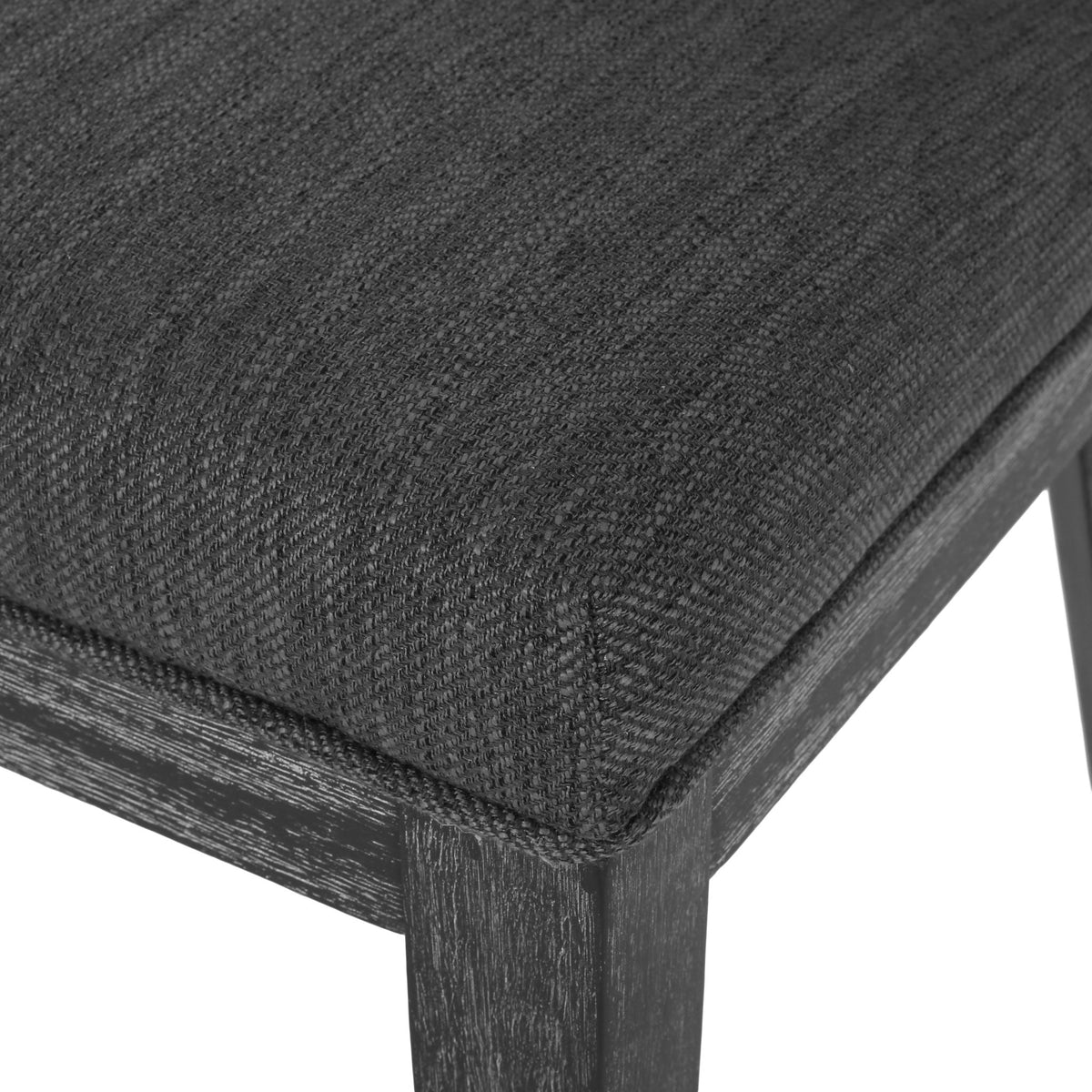 Modern dining chair set of 2 with dark charcoal fabric upholstery and black wood frame on Tampa Home & Garden Store
