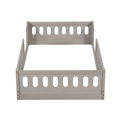 Platform bed with guardrail in light gray wood finish by Unique Piece Furniture on Tampa Home & Garden Store