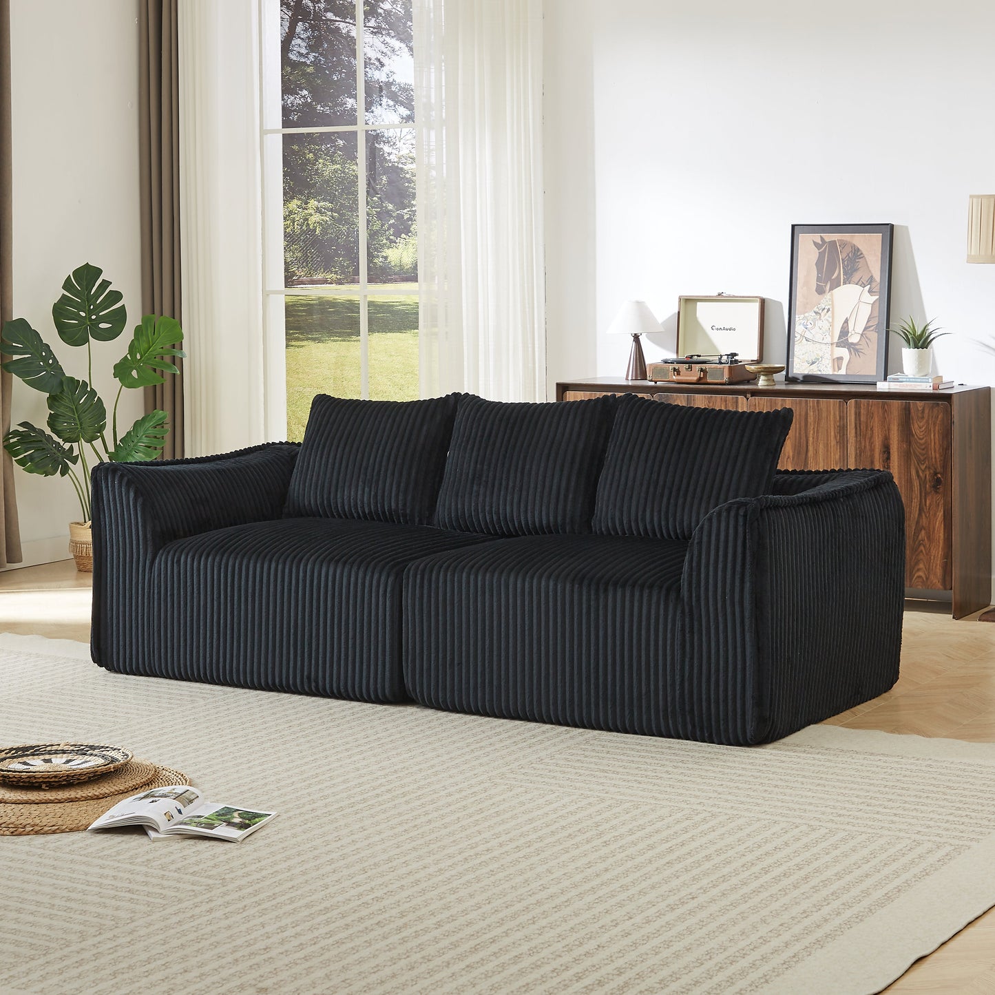 Minimalist Corduroy And Three Seater Sofa