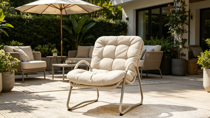 Outdoor Iron and Wicker Three Piece Patio Set