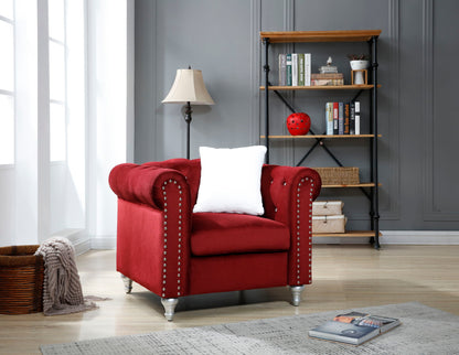 Contemporary Lounge Chair red velvet with faux jeweled tufting and nailhead trim HouseOfZazla on Tampa Home & Garden Store
