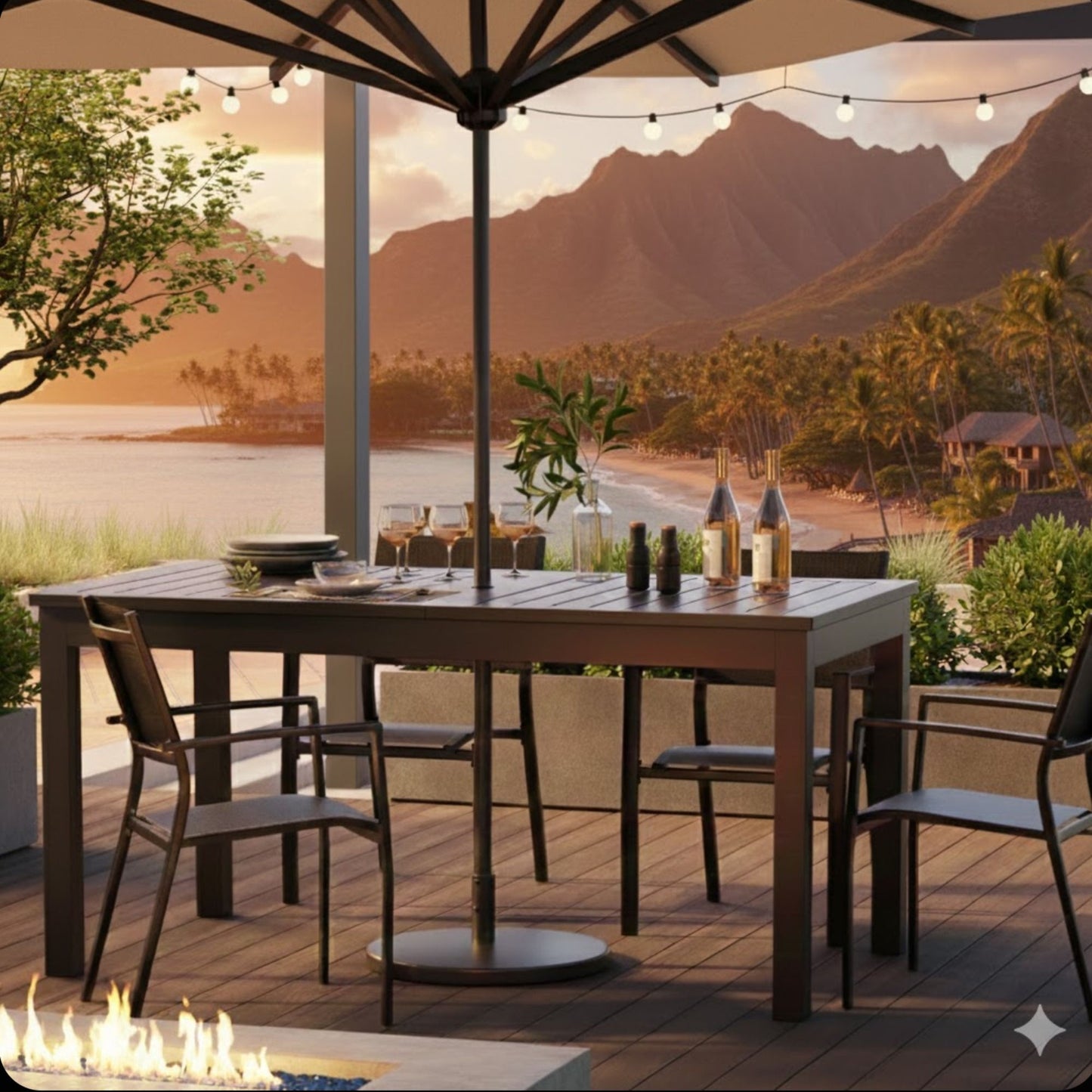 Extendable Outdoor Dining Table and Gray Frame