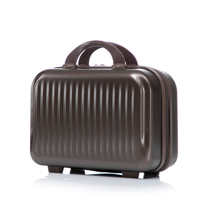 Dark brown ABS spinner luggage with ribbed shell and top handle on Tampa Home & Garden Store