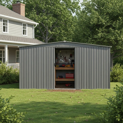 13x11 Outdoor Metal Storage Shed and Roof