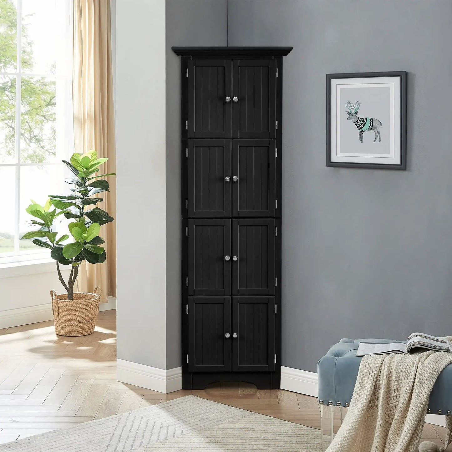 Tall Storage Cabinet with Doors and Four Shelves