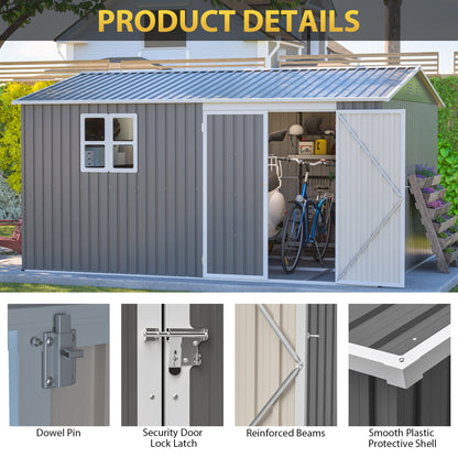 12x10 Ft Outdoor Metal Tool and Storage Shed