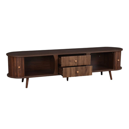 70in TV stand with tambour doors and fluted drawers in dark brown by Unique Piece Furniture on Tampa Home & Garden Store
