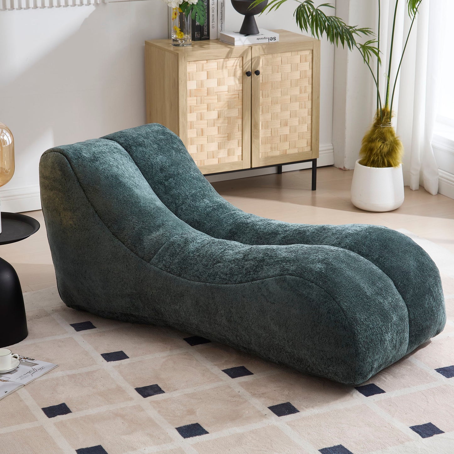 Creative Bean Bag Sofa Chair by HouseOfZazla teal velvet chaise with high quality sponge filling on Tampa Home & Garden Store