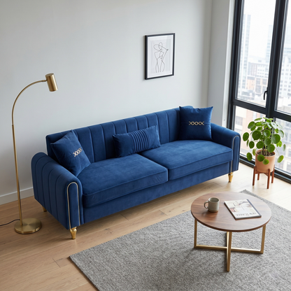 Elegant Three Seater Sofa and Throw Pillows