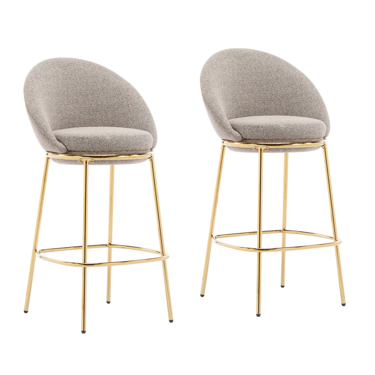 Celano Upholstered Barstools pair in light gray fabric with gold frames by HouseOfZazla on Tampa Home & Garden Store