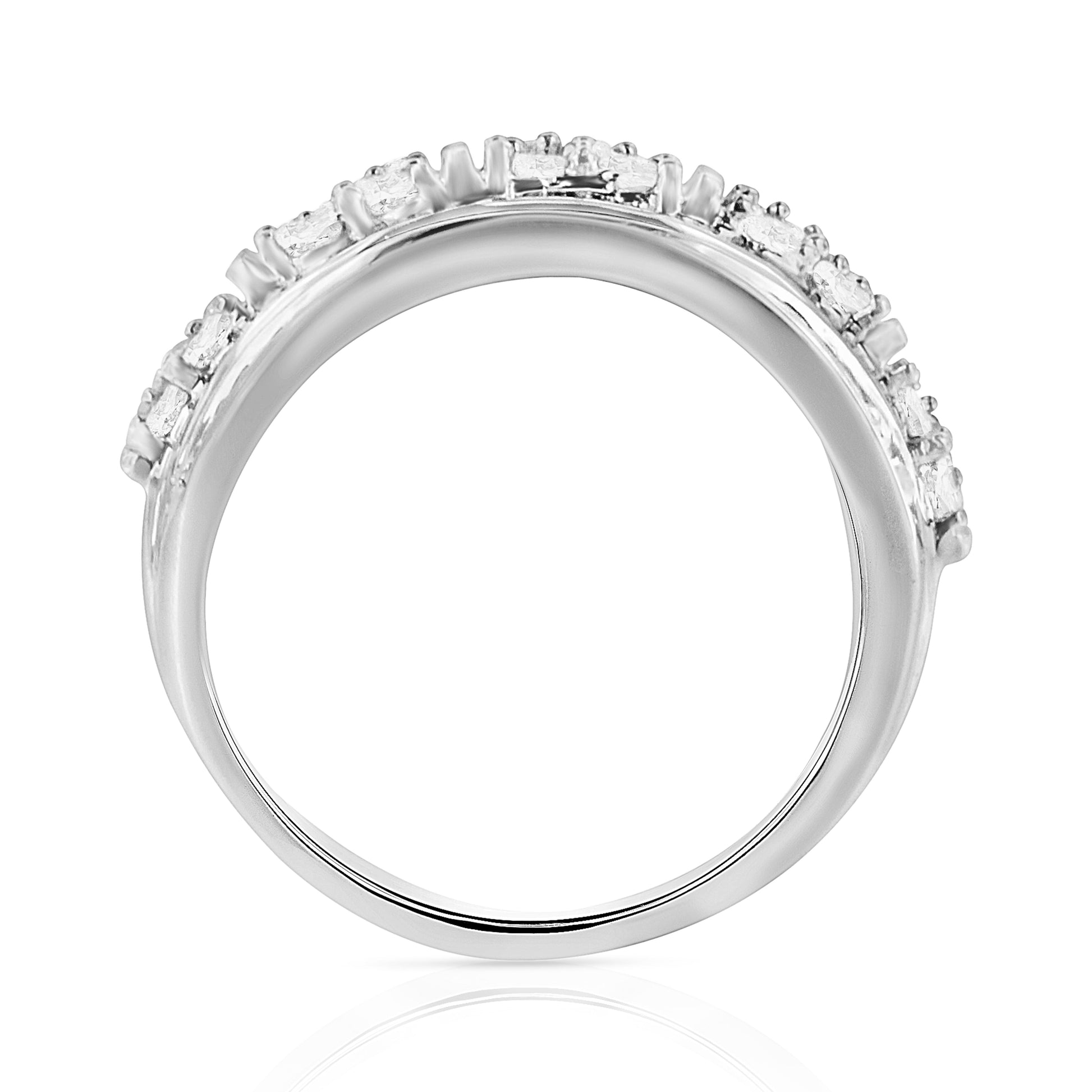 Sterling silver ring with 2.0cttw round & baguette diamonds, multi-row channel set, size 7 on Tampa Home & Garden Store