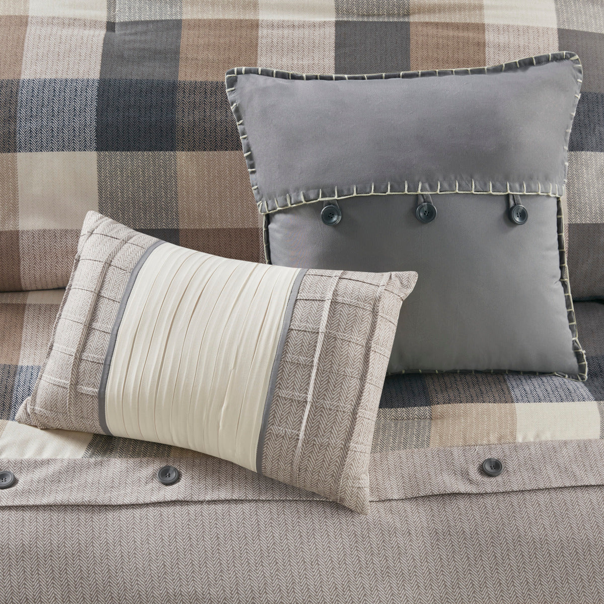 7 Piece Herringbone Comforter Set For King