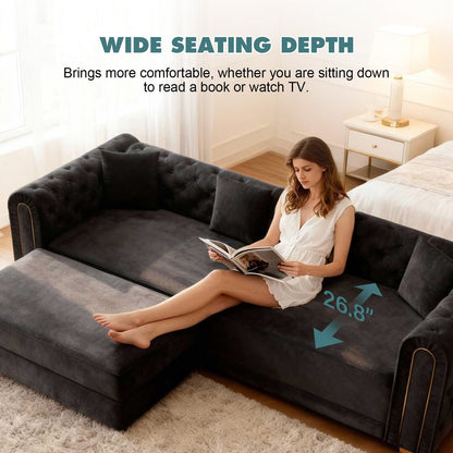 3 In 1 Convertible Sofa and Ottoman Bed