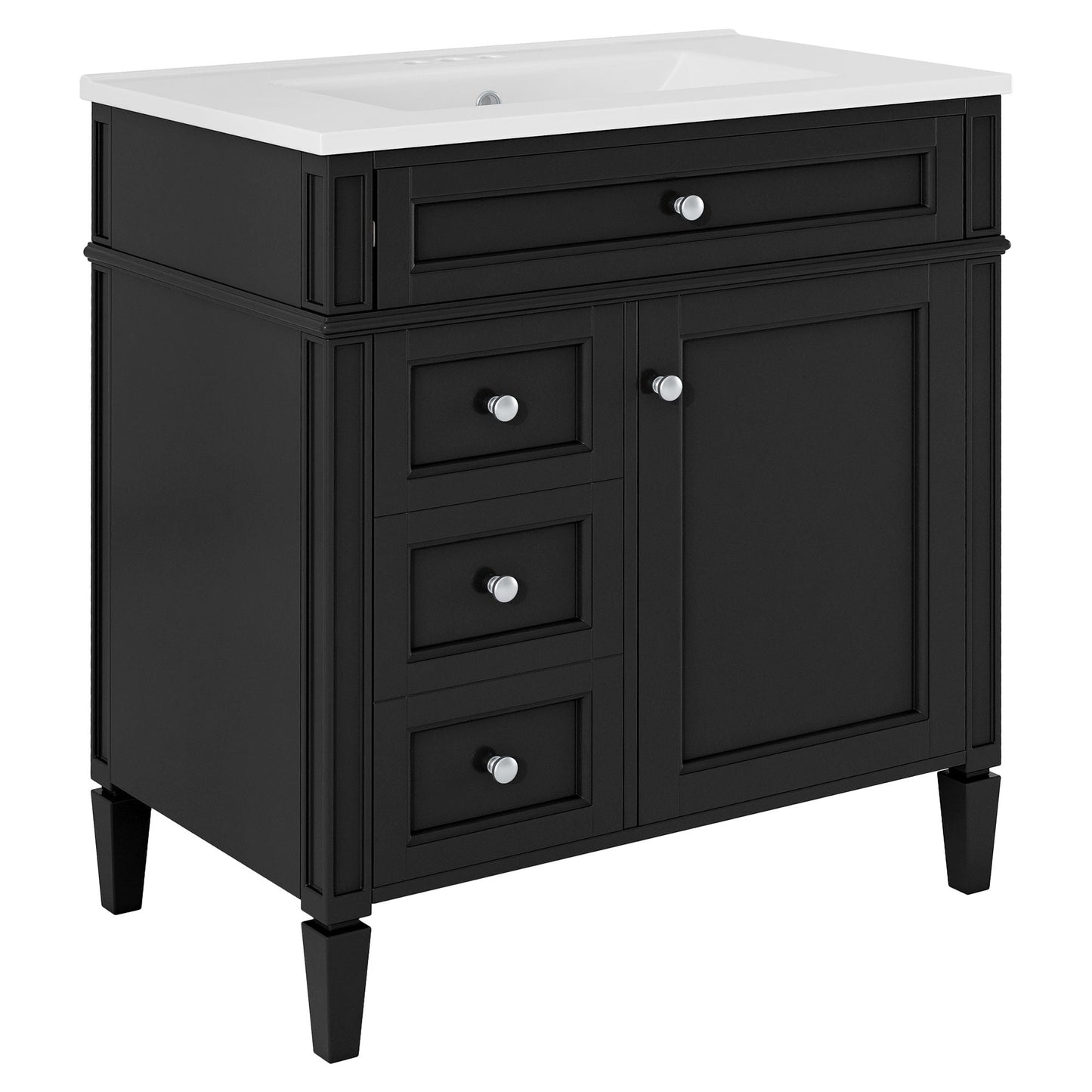 Bathroom vanity with medicine cabinet, black base, 2 doors & 4 drawers on Tampa Home & Garden Store