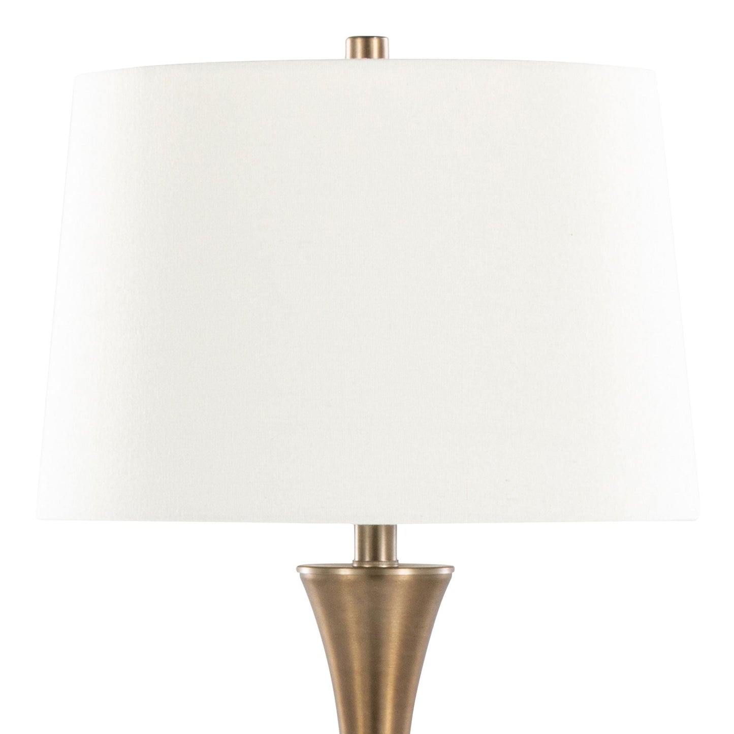 Lenuxe contemporary elegant table lamp set of 2 with white fabric shade and brass-finish base on Tampa Home & Garden Store