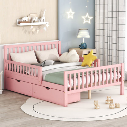 Pink platform bed with guardrails on both sides and two storage drawers HouseOfZazla on Tampa Home & Garden Store