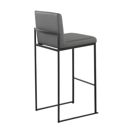 High back barstool set HouseOfZazla gray faux-leather with black metal frame, 2 stools on Tampa Home & Garden Store